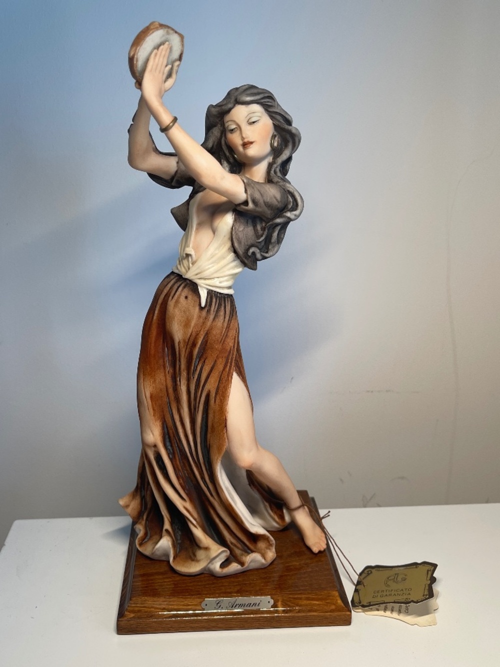 RARE SIGNED 14'' Giuseppe Armani Gypsy Tambourine Dancer Capodimote Figurines